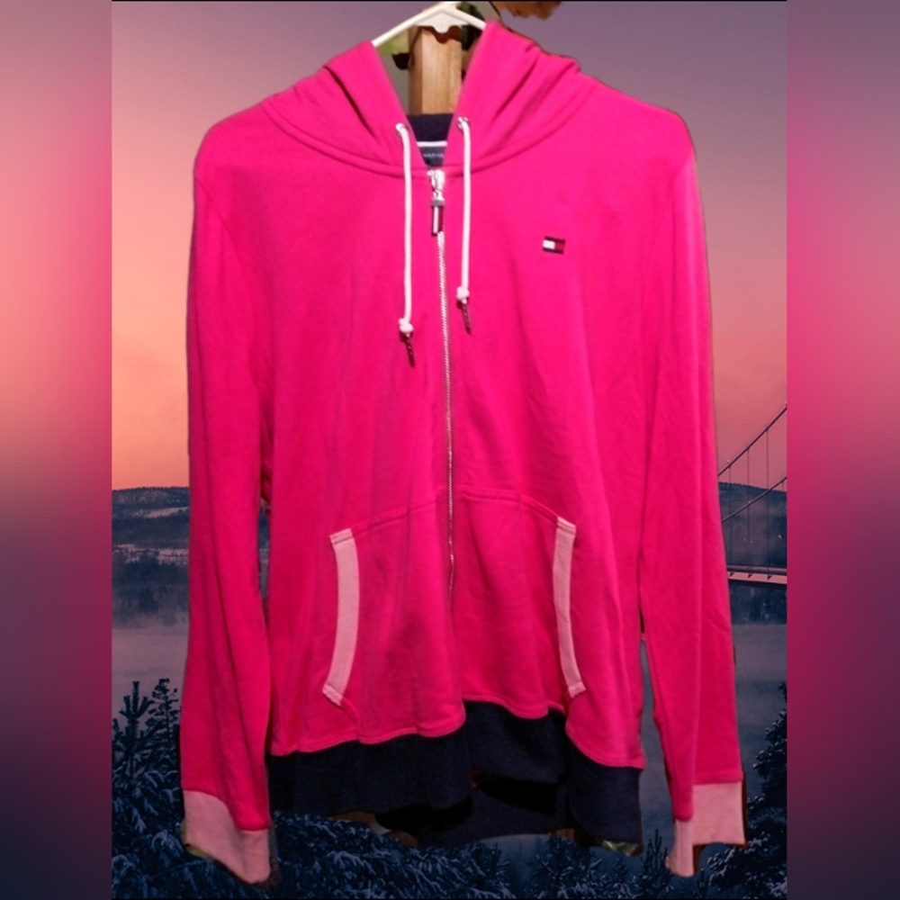 Tommy Hilfiger Colorblock Full Zip Up Hoodie Pink NWOT - Picture 3 of 4